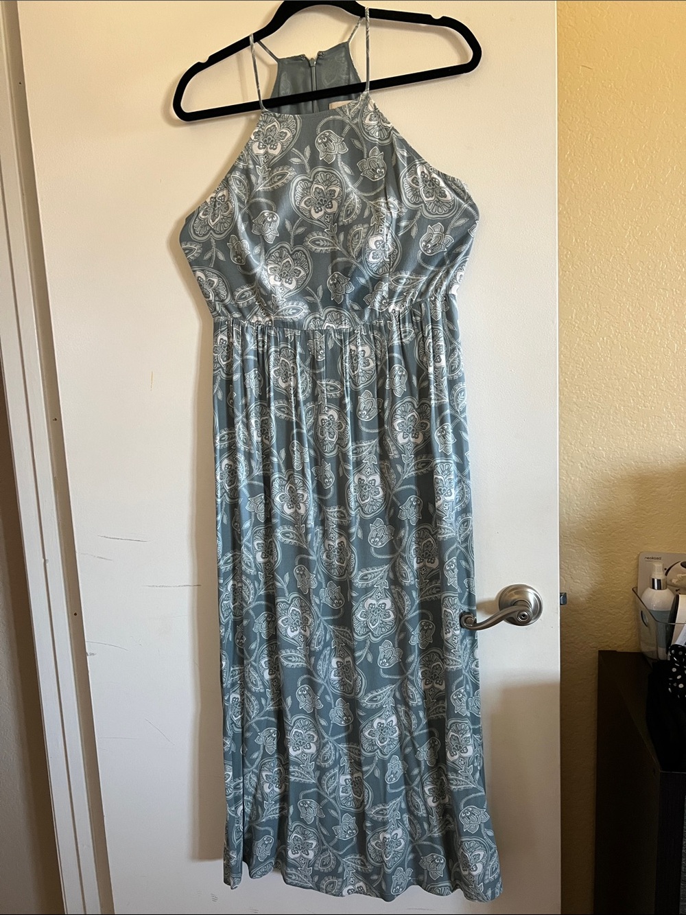 LOFT Blue Paisley Halter Maxi Dress